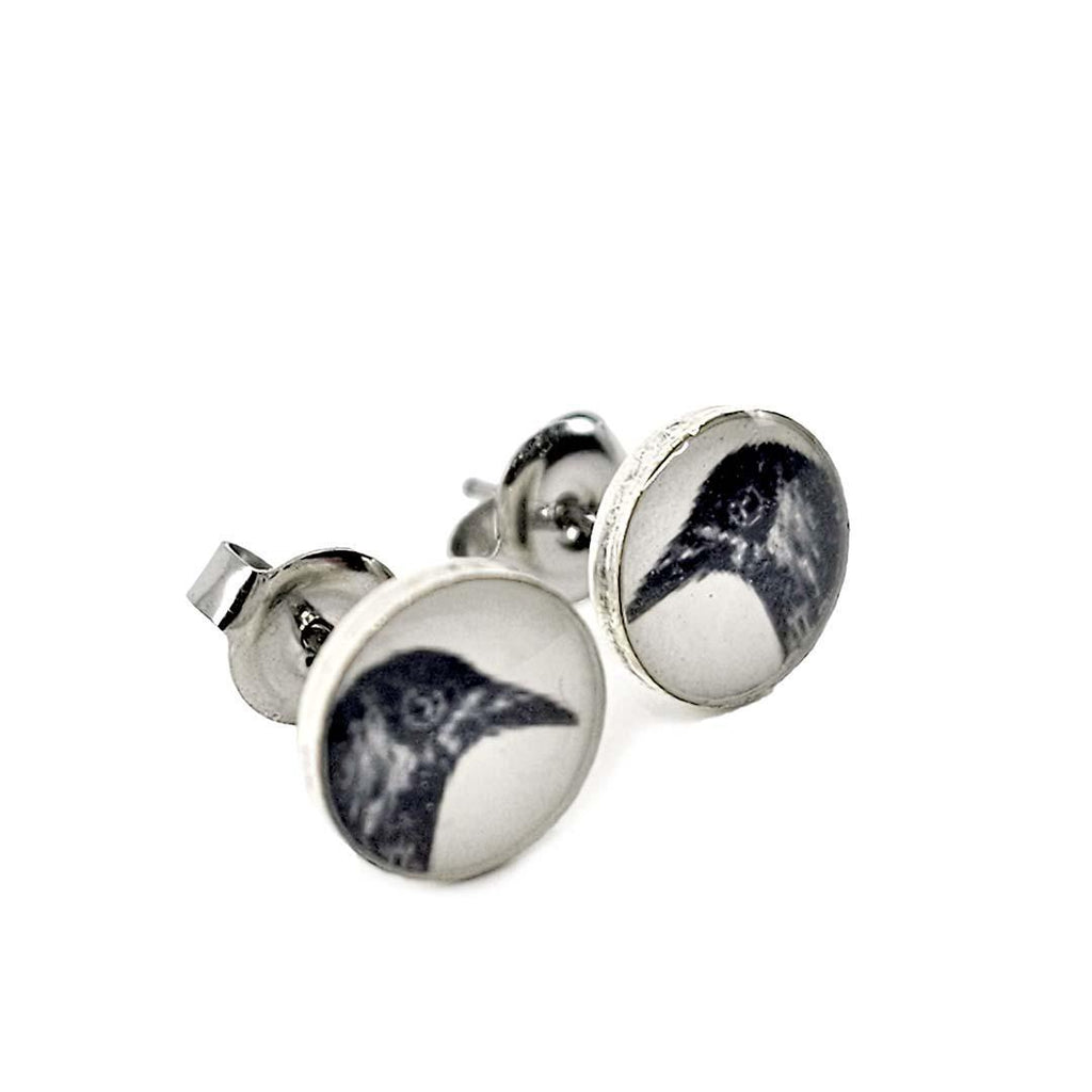 Earrings - Tiny Posts - Crow Antiqued Silver by Christine Stoll | Altered Relics