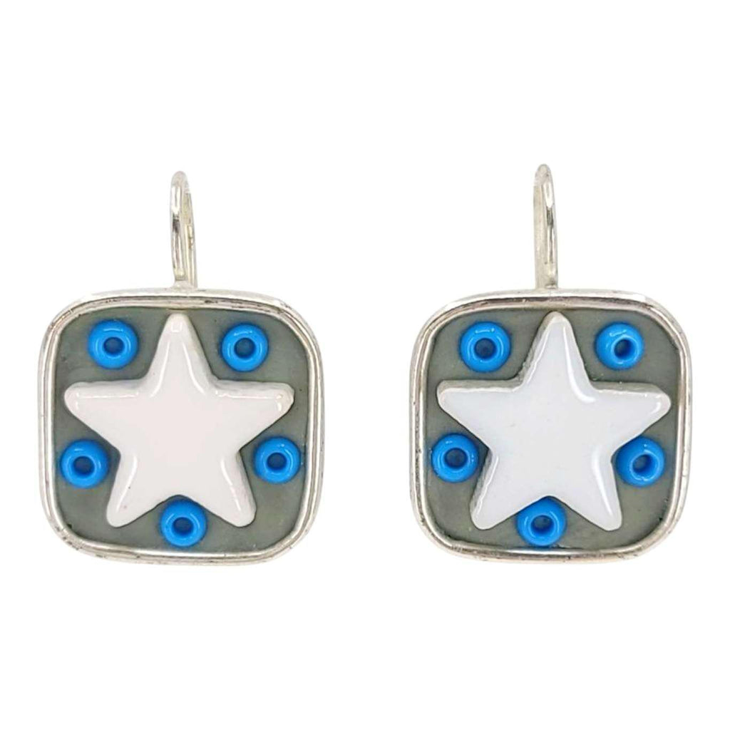 Earrings - Square Star Baby (White Stars) by XV Studios