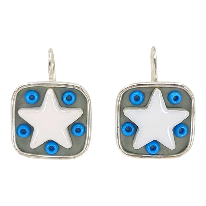 Earrings - Square Star Baby (White Stars) by XV Studios