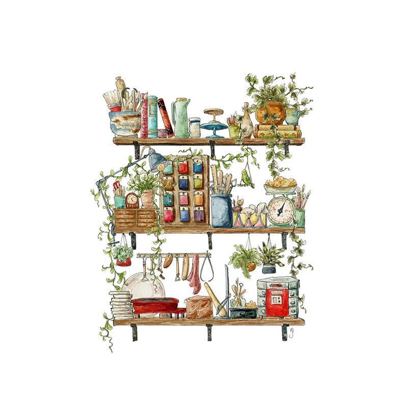 Art Print - 8x10 - The Potter's Shelves by Lizzy Gass