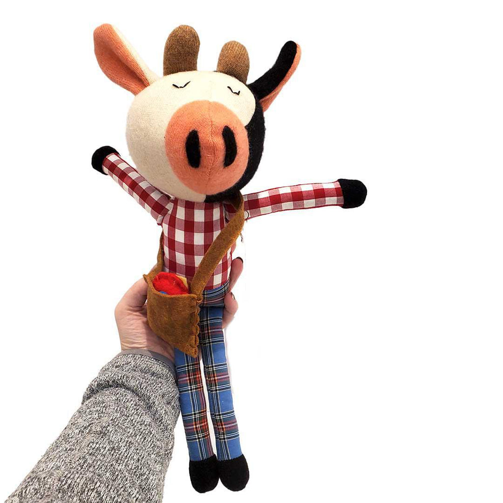 Plush - Cow in Red Checked Shirt by Fly Little Bird