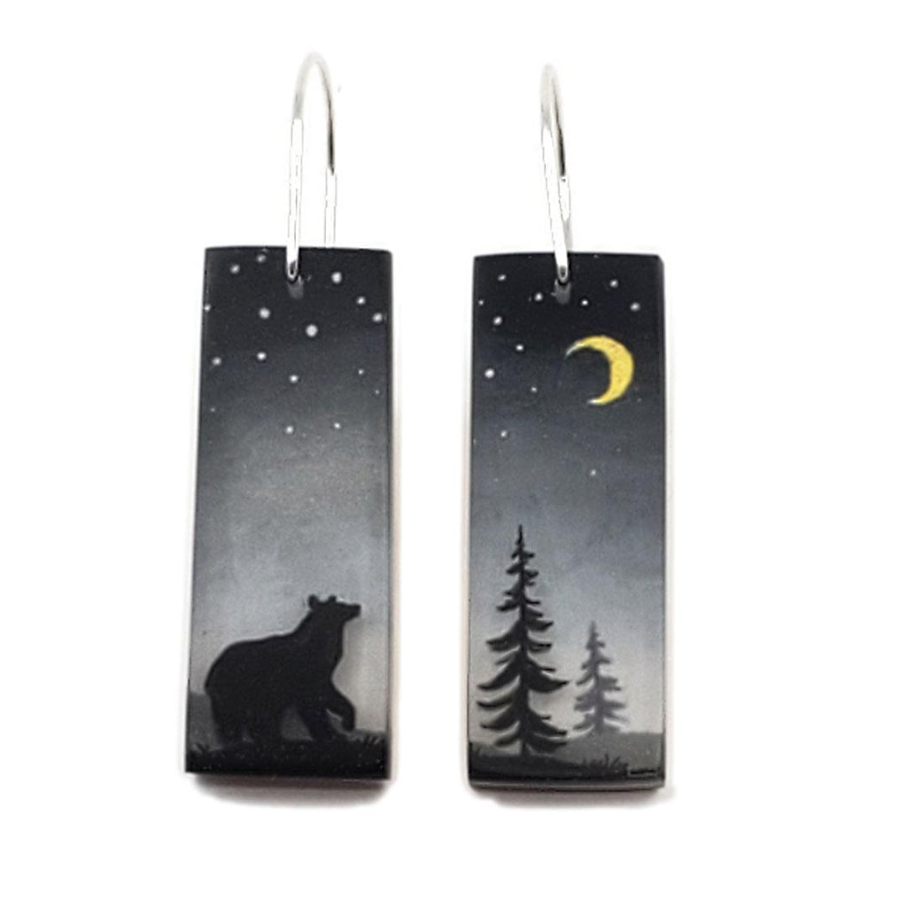 Earrings - Bear and Golden Moon by Fernworks