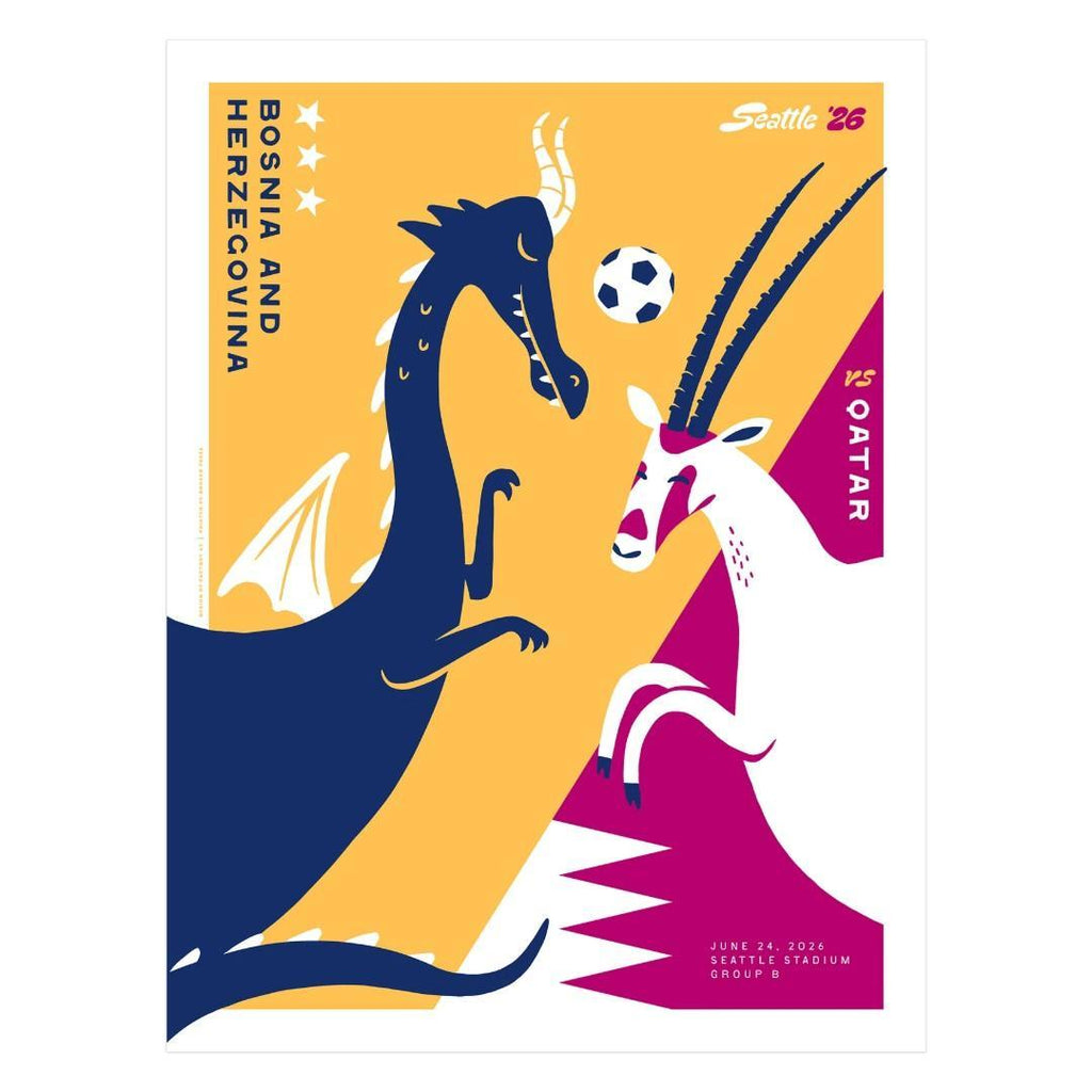 Art Print - 18x24 - World Cup Bosnia-Herzegovina vs Qatar Print by Factory 43