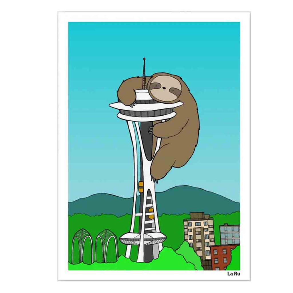 Art Print - Sloth on the Needle  (Assorted Sizes) by LaRu