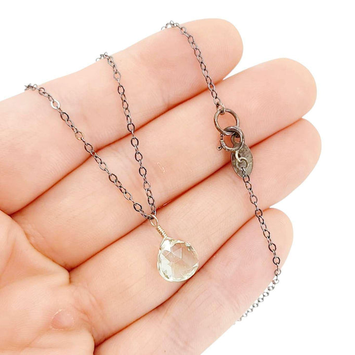 Necklace - Sterling Gemstone Drop (Prasiolite) by Foamy Wader