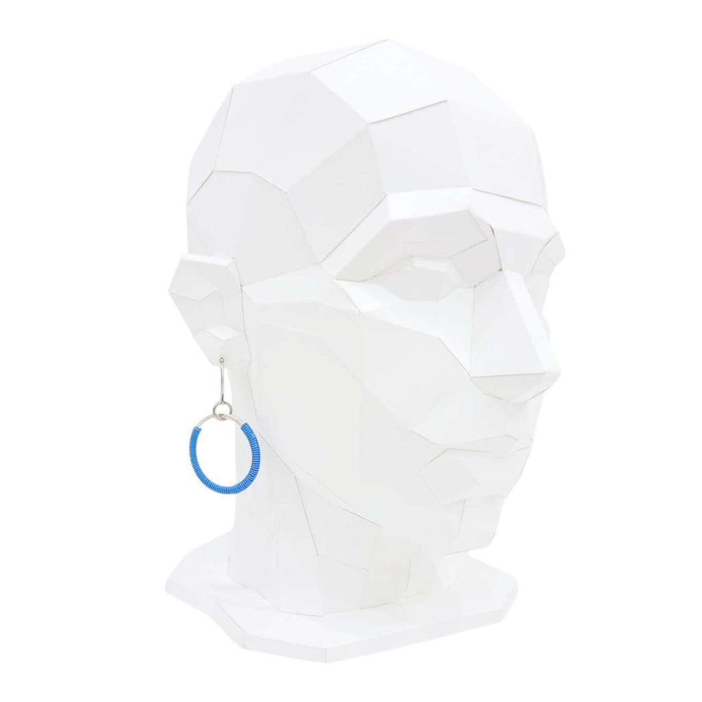 Earrings - Large Circles (Blue Telecom Wire) by XV Studios