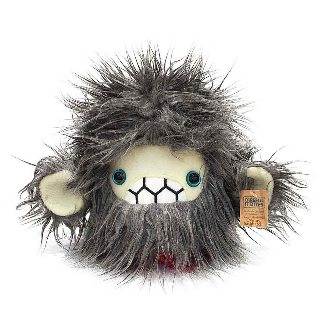 Pygmy Sasquatch Head - Gray Fur Teal Eyes by Careful It Bites