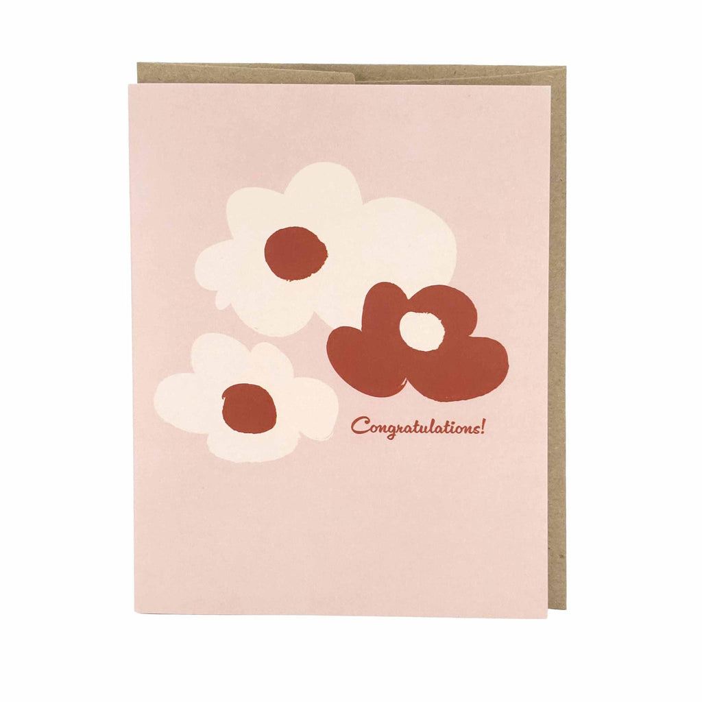 Card - Congratulations - Flowers on Pink by Orange Twist