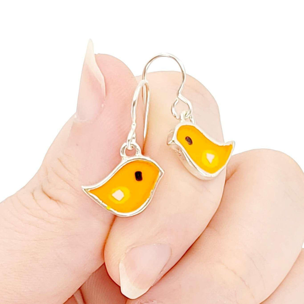 Earrings - Single Birds (Orange) by Happy Art Studio