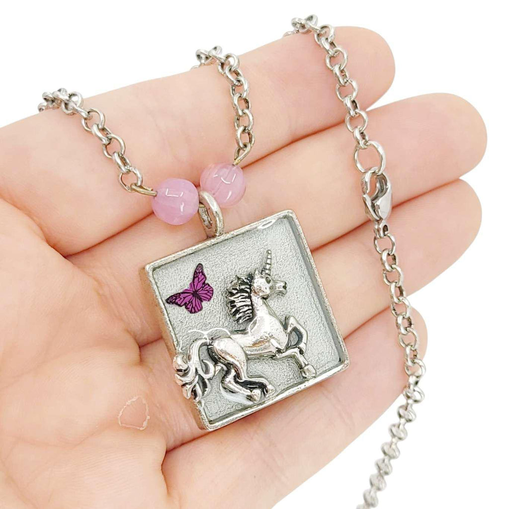 Necklace - Unicorn Butterfly (Pink) by XV Studios