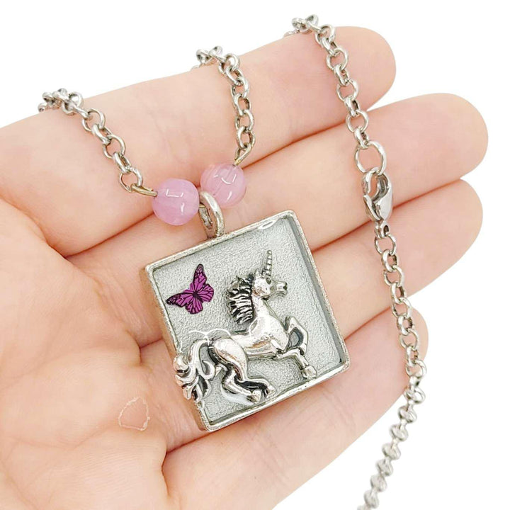 Necklace - Unicorn Butterfly (Pink) by XV Studios