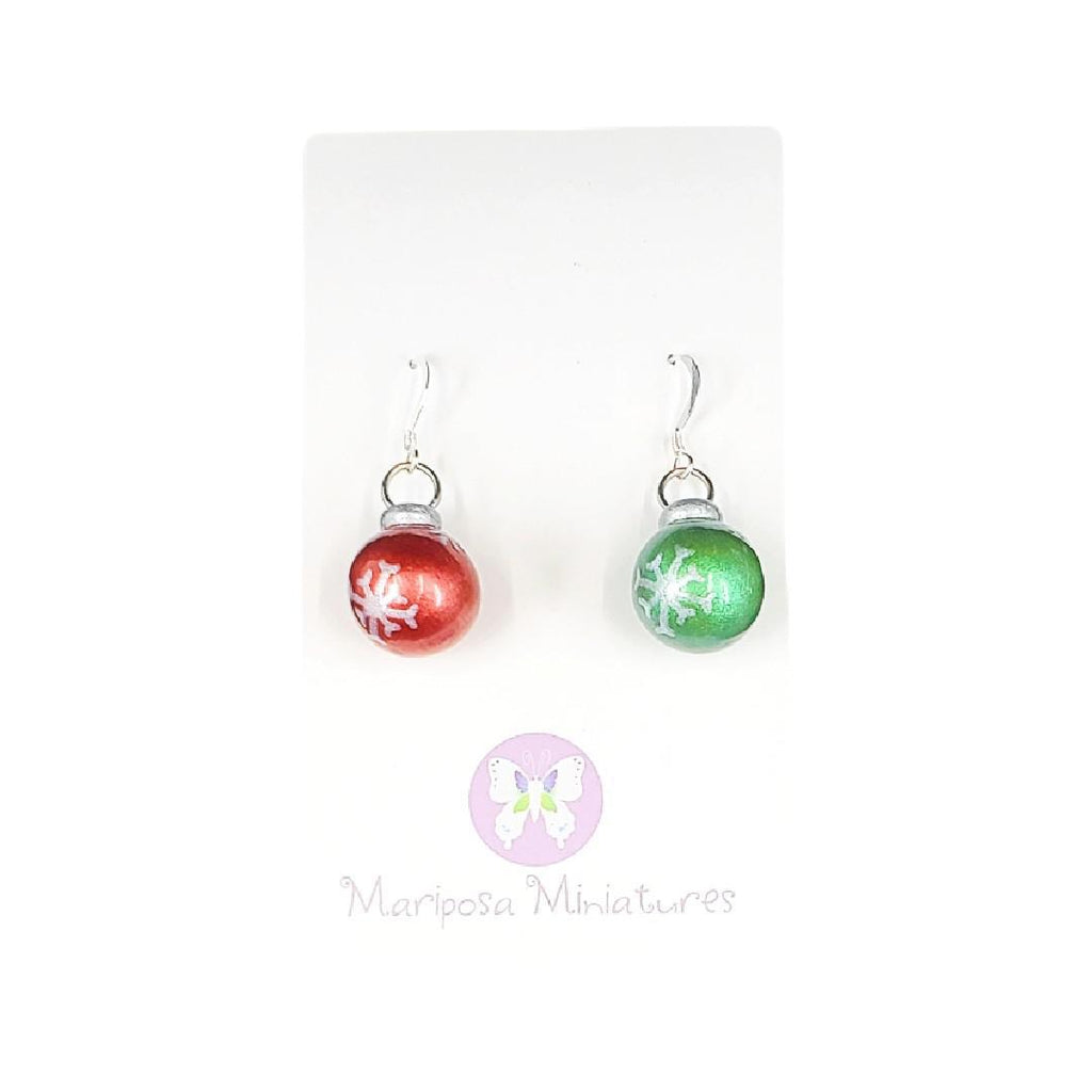 Earrings - Mismatched Christmas Ornaments by Mariposa Miniatures