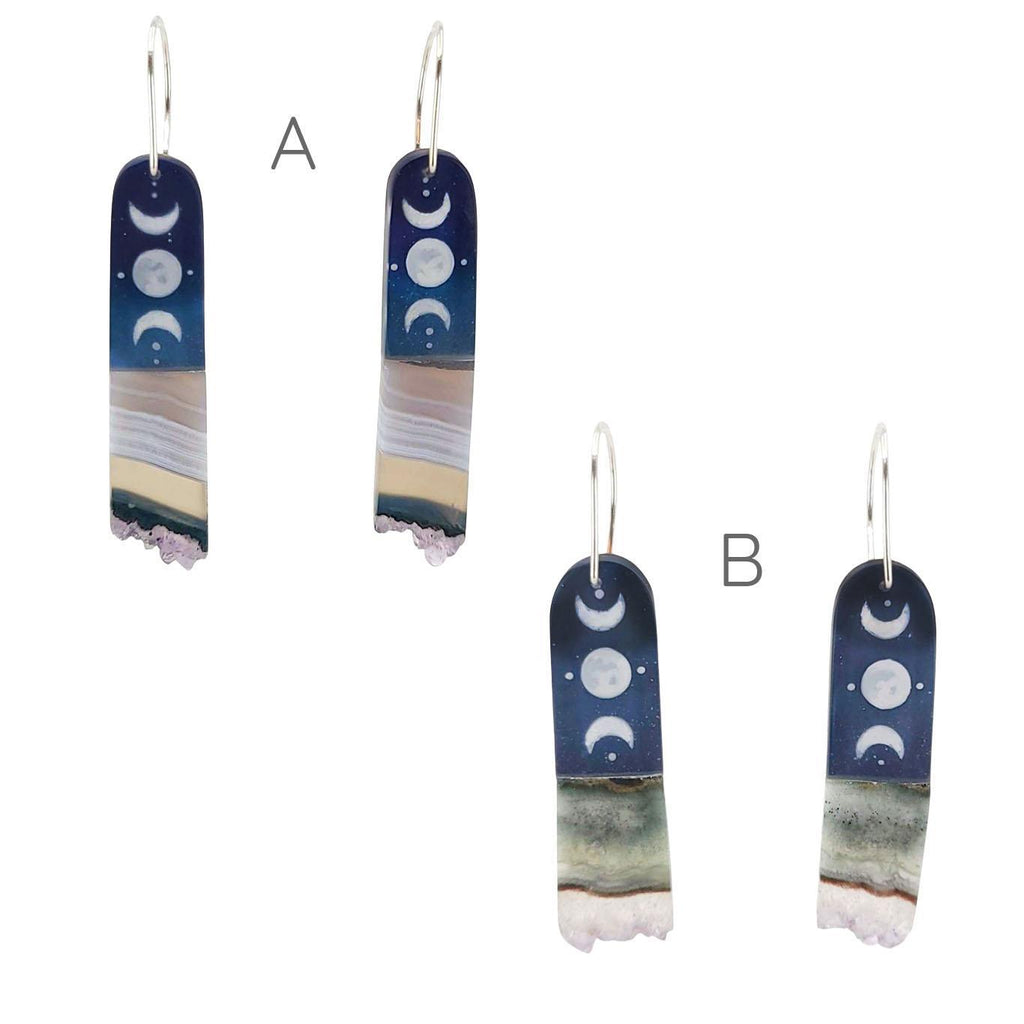 Earrings - Crystal Moons Drops by Fernworks