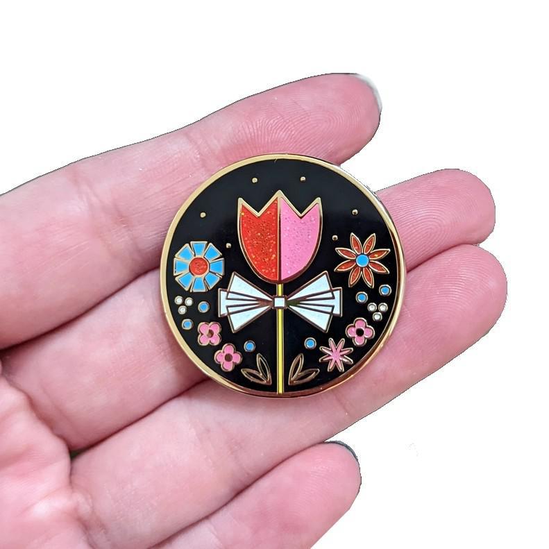 Enamel Pin - Tulip and Flowers by Amber Leaders Designs
