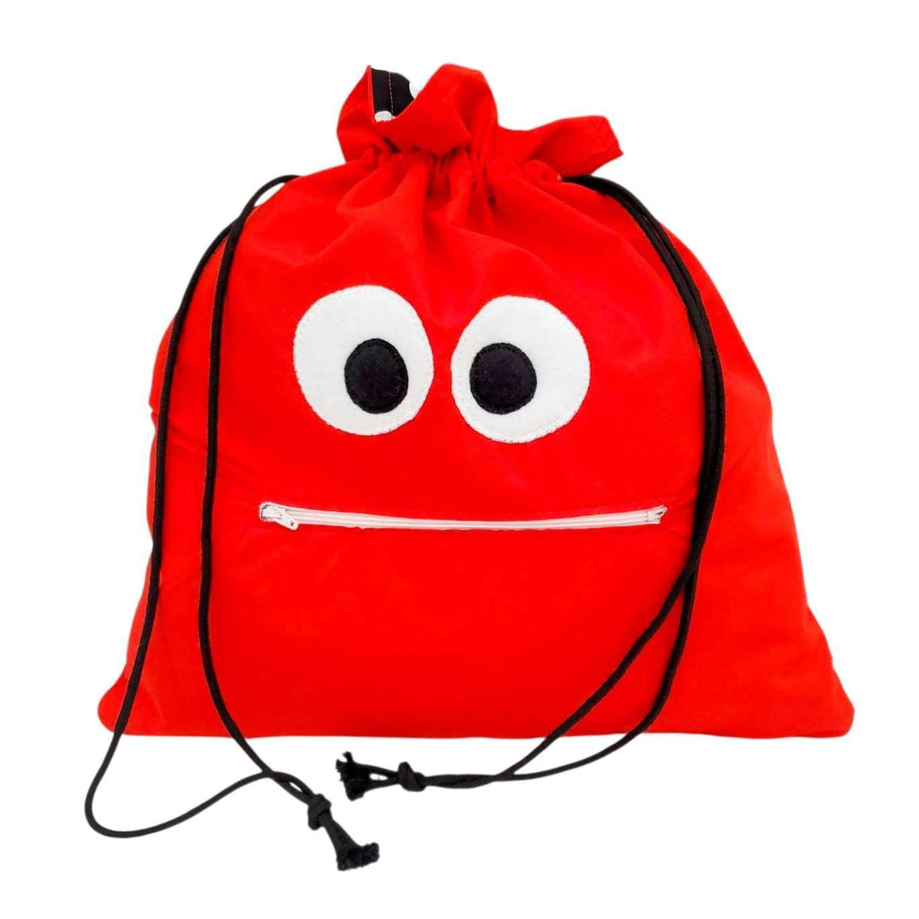 Bag - Chomper Buddy Drawstring (Red BW Polka Dots) by Peek A Boo Plush