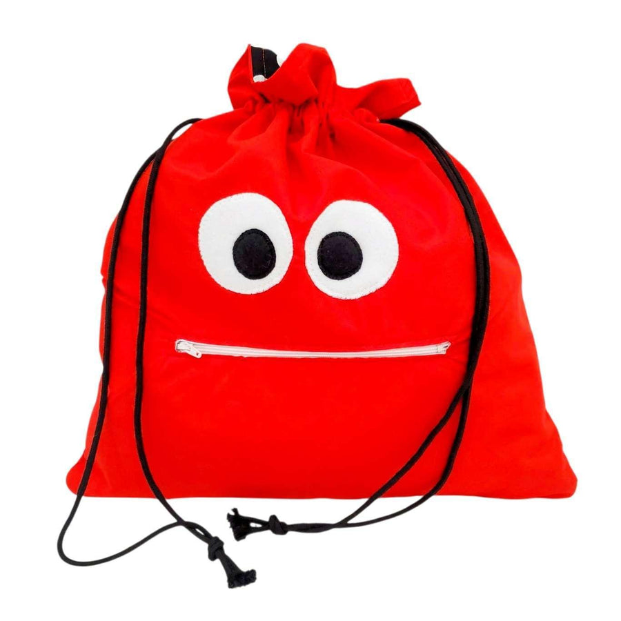 Bag - Chomper Buddy Drawstring (Red BW Polka Dots) by Peek A Boo Plush, image 1 of 5