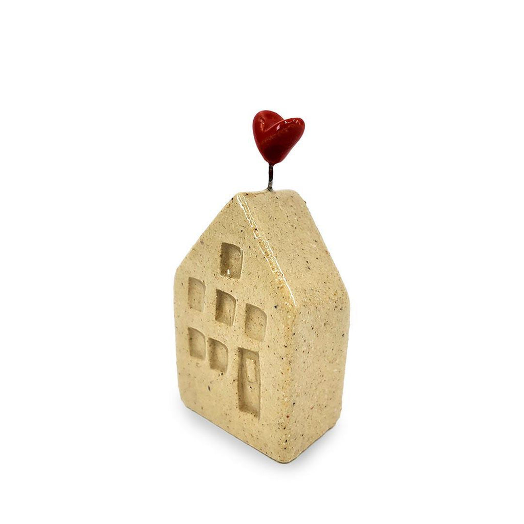 Tiny Pottery House - Sand Beige with Heart by Tasha McKelvey