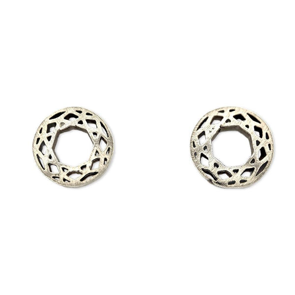 Earrings - Medium Brilliant Cut Shiny Sterling Posts by La Objeteria