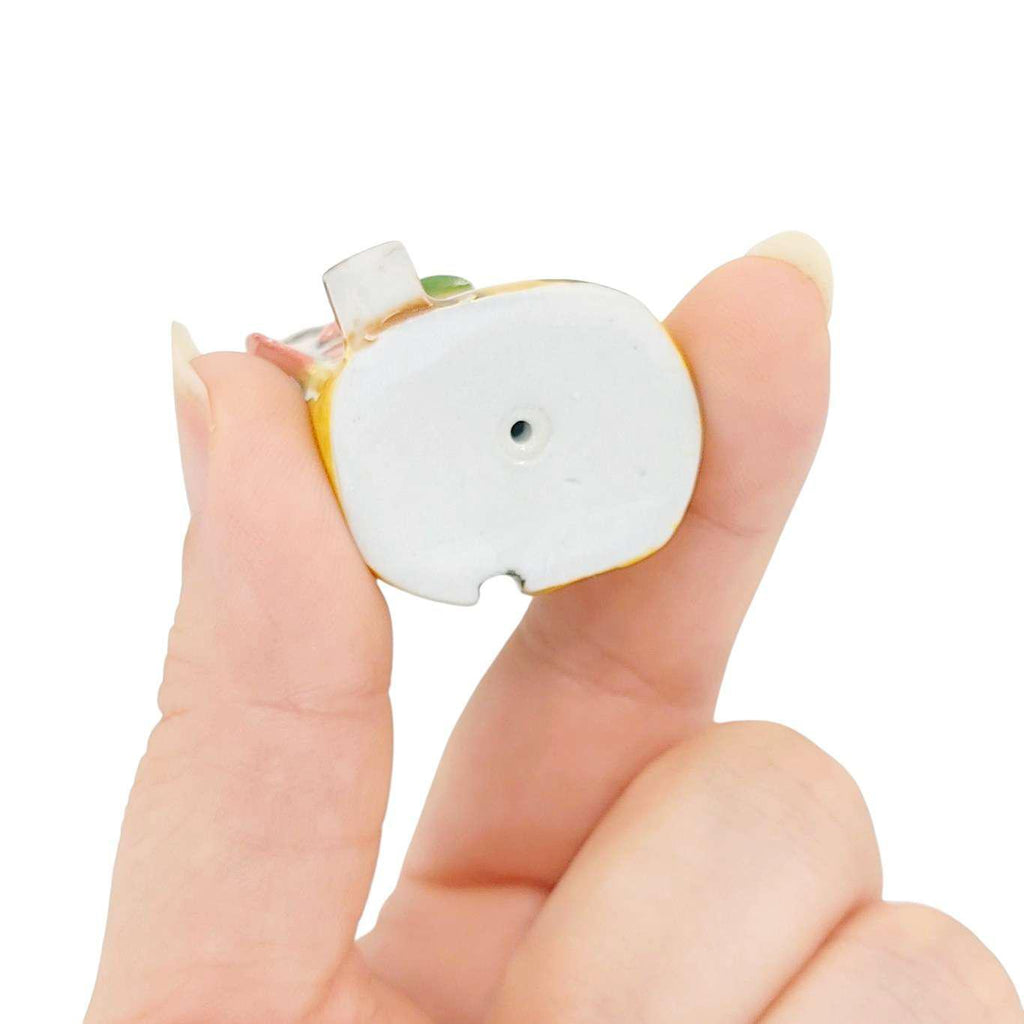 Collectible - Tiny House - Art Gallery (Yellow Walls, Green Roof, Pink Door) by Mist Ceramics