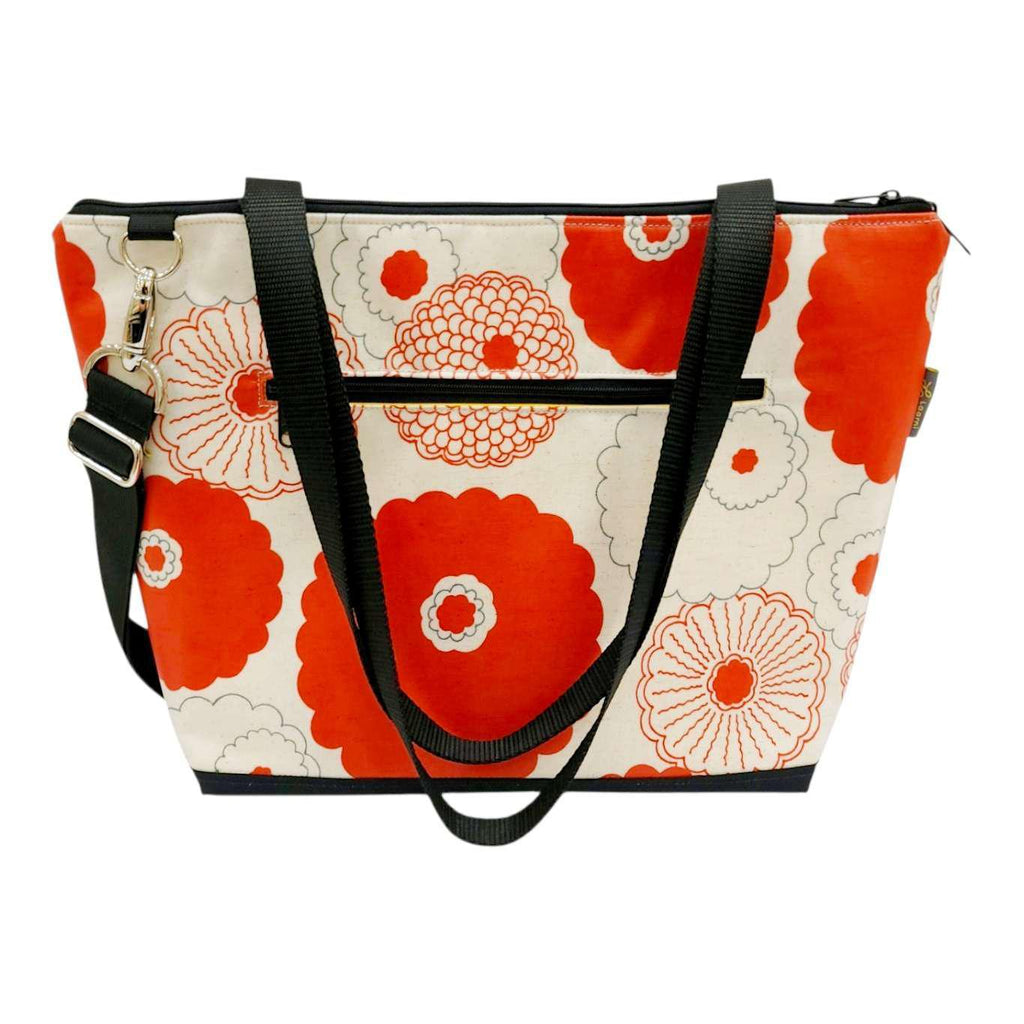 Bag - Convertible Travel Tote (Red Flowers on Linen) by Laarni and Tita