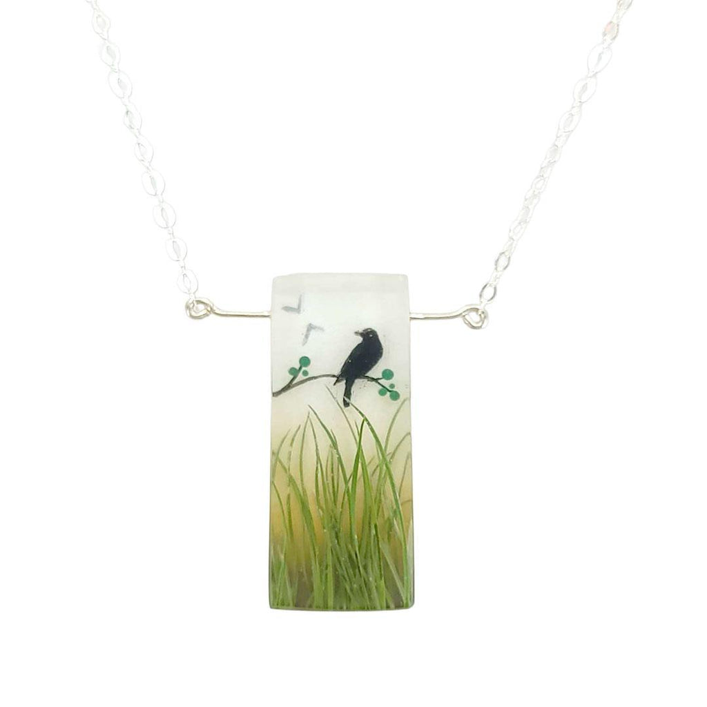 Necklace - Maybe Bird with Grass Blades by Fernworks