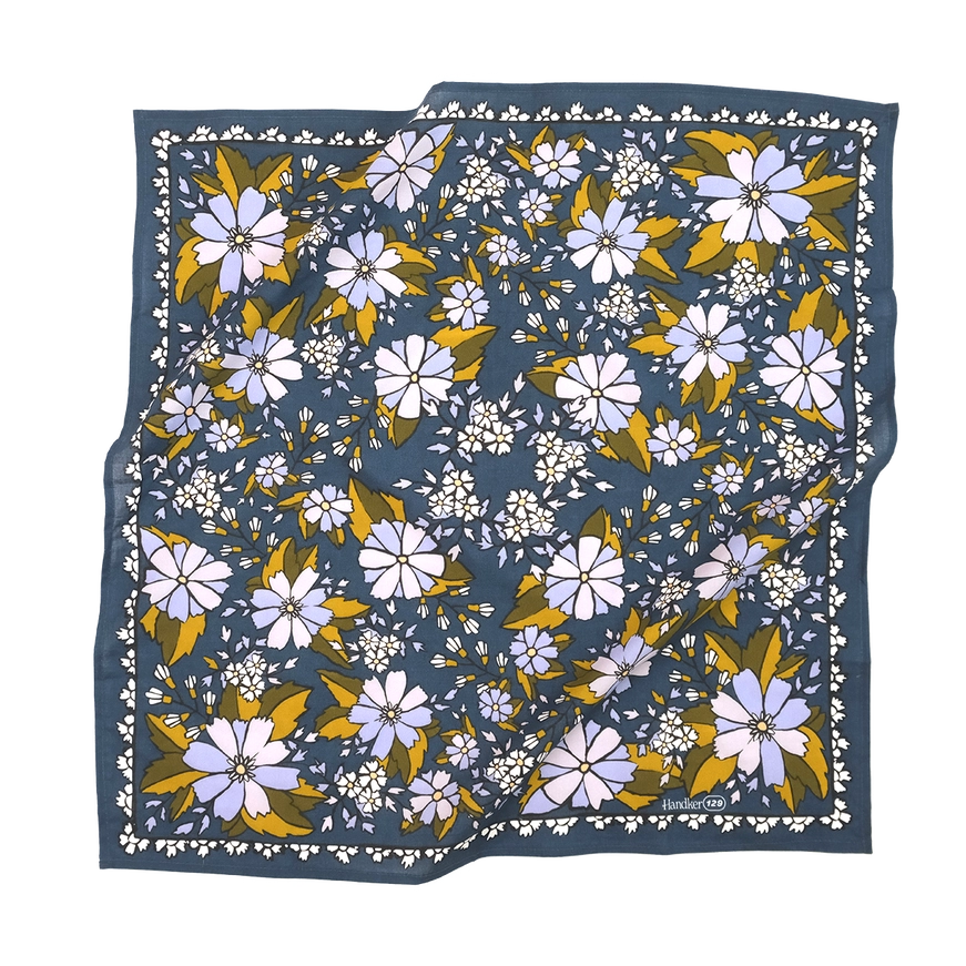 Bandana - Chicory (Dark Blue Floral) by Handker Bandanas