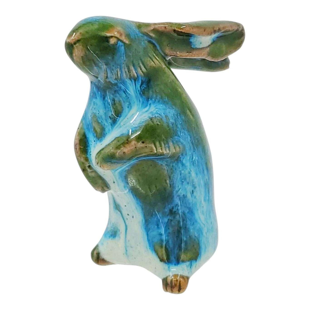 Collectible - Tea Pet Figurine (Blue Green Rabbit) by Mist Ceramics