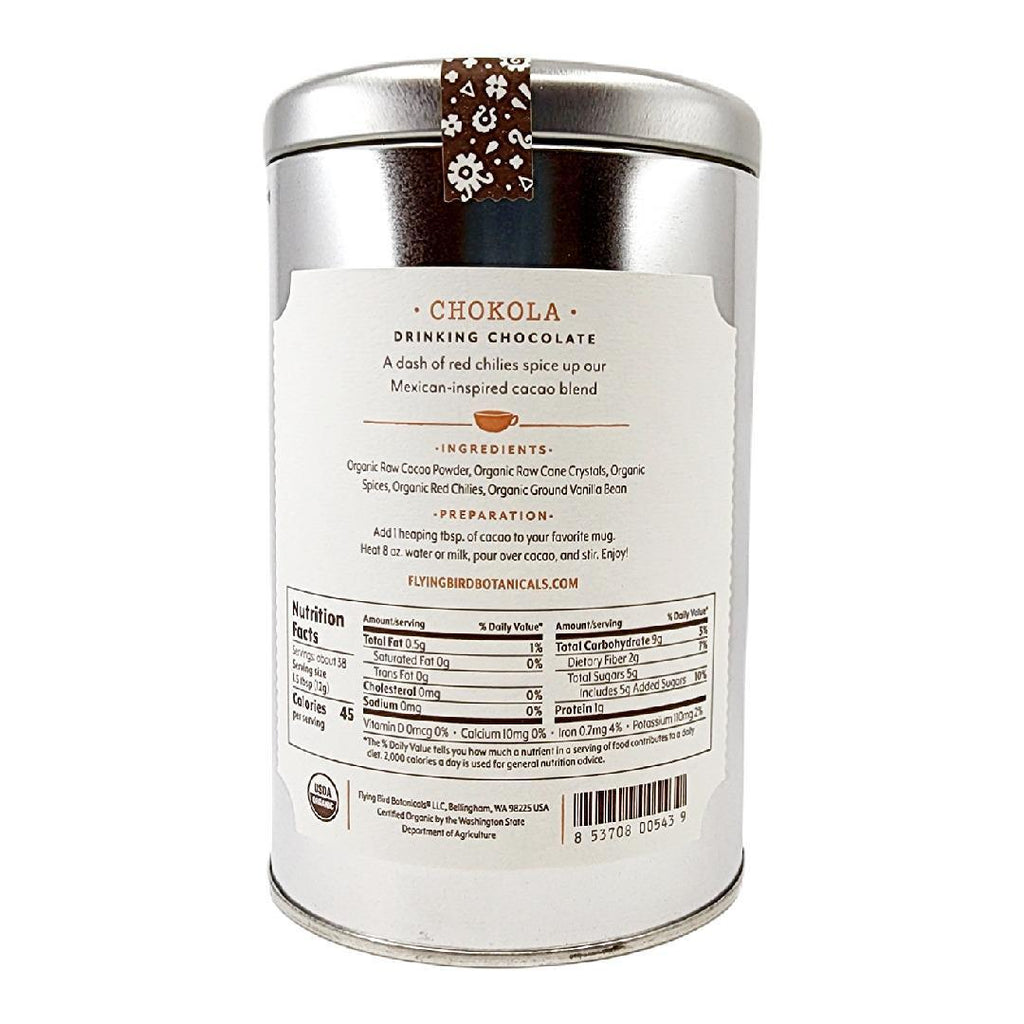 Cacao - 16oz - Chokola Extra Large Tin Cocoa by Flying Bird Botanicals