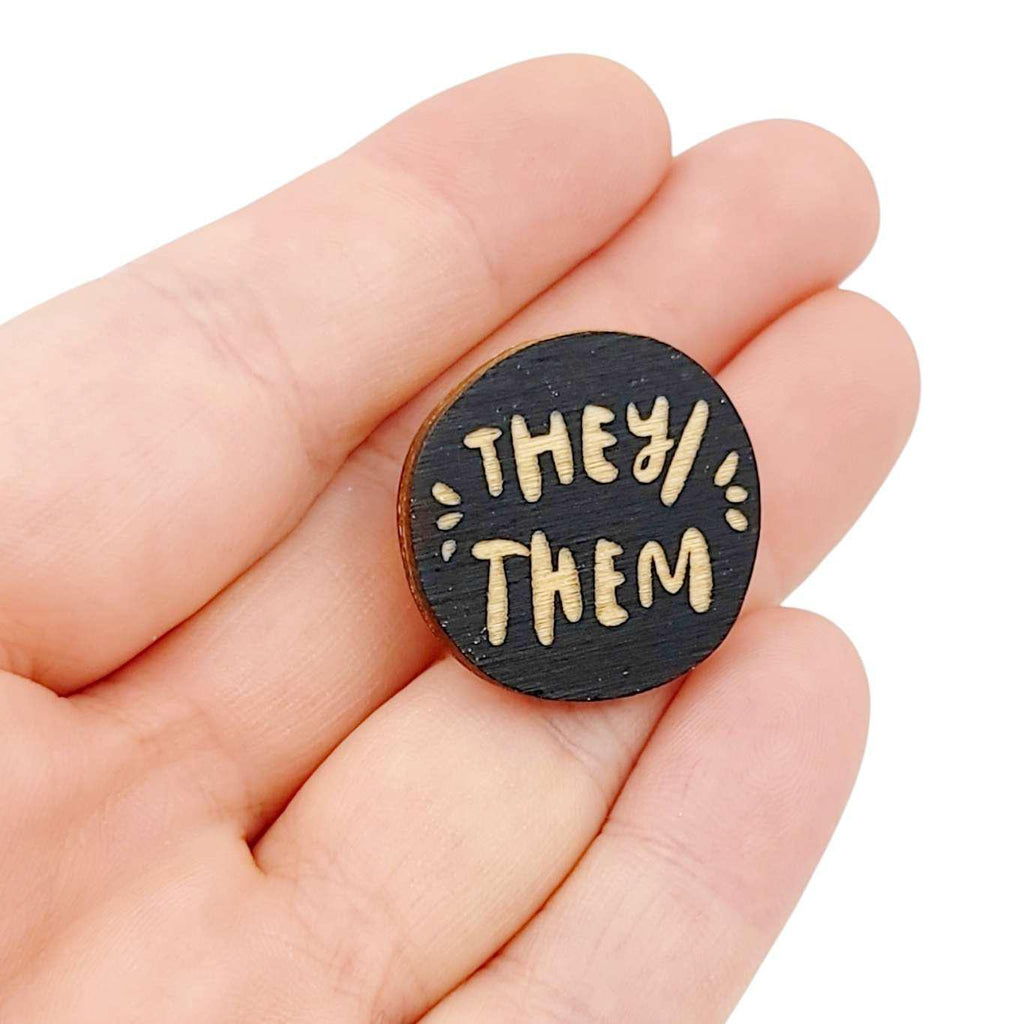 Pronoun Pins - They/Them (Assorted Colors) by SnowMade