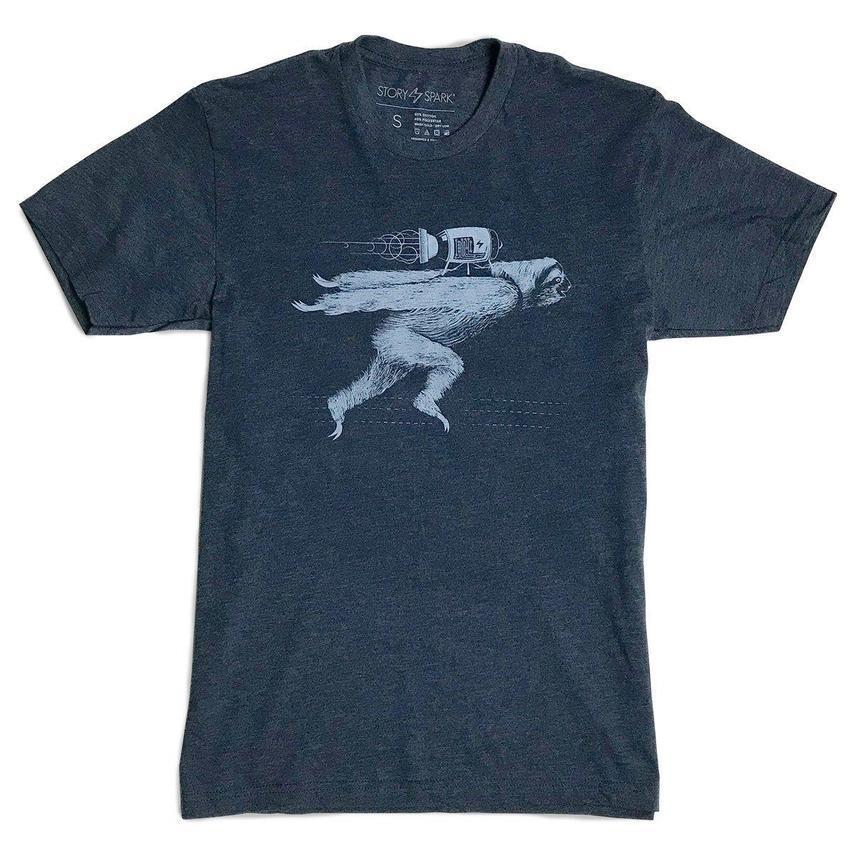 Adult Crew Neck - Boooost Rocket Sloth (Navy Blue) (S - 2XL) by STORY SPARK