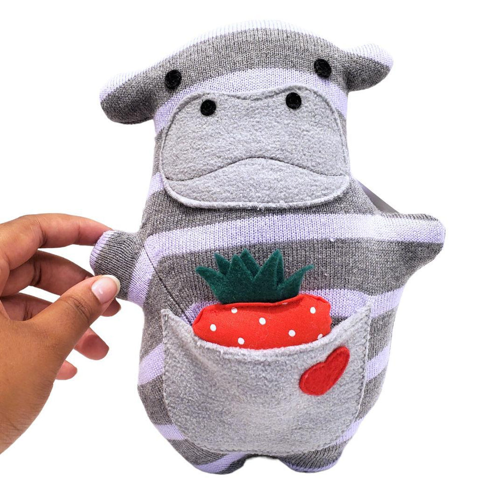 Plush - Hippo with Strawberry Treat by Happy Groundhog Studio