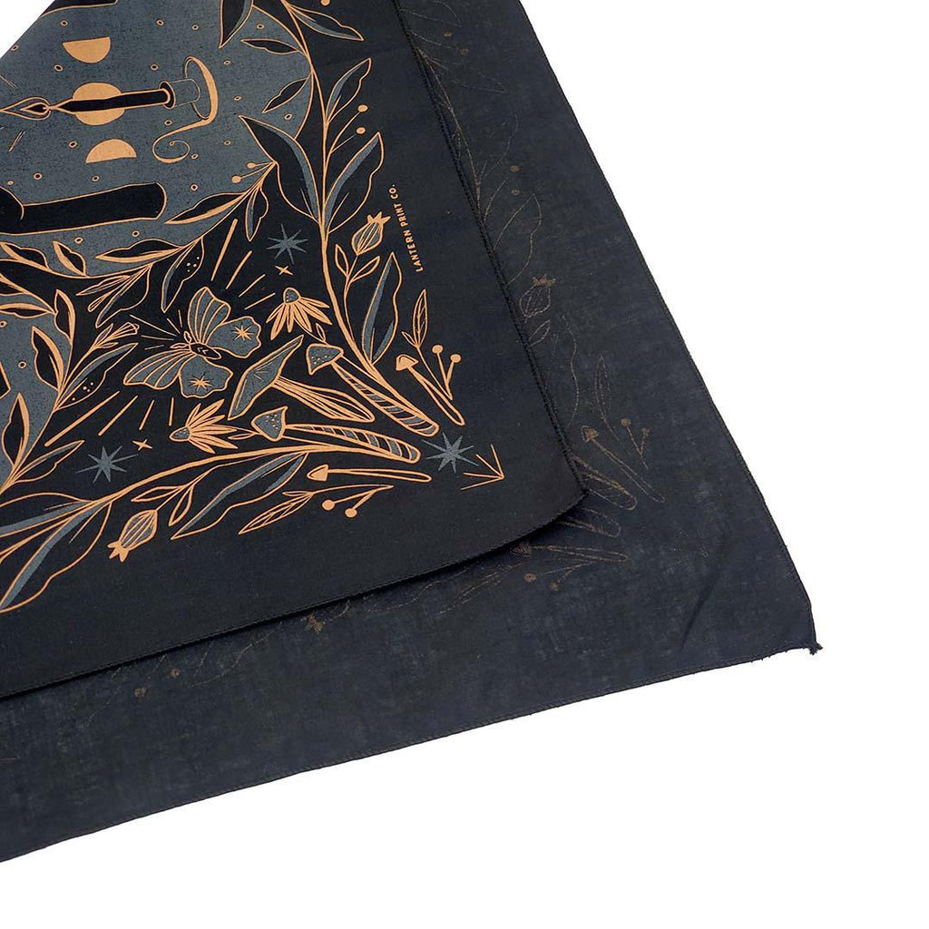 (30% Off) Bandana - Navy and Copper Luminary on Black by Lantern Print Co