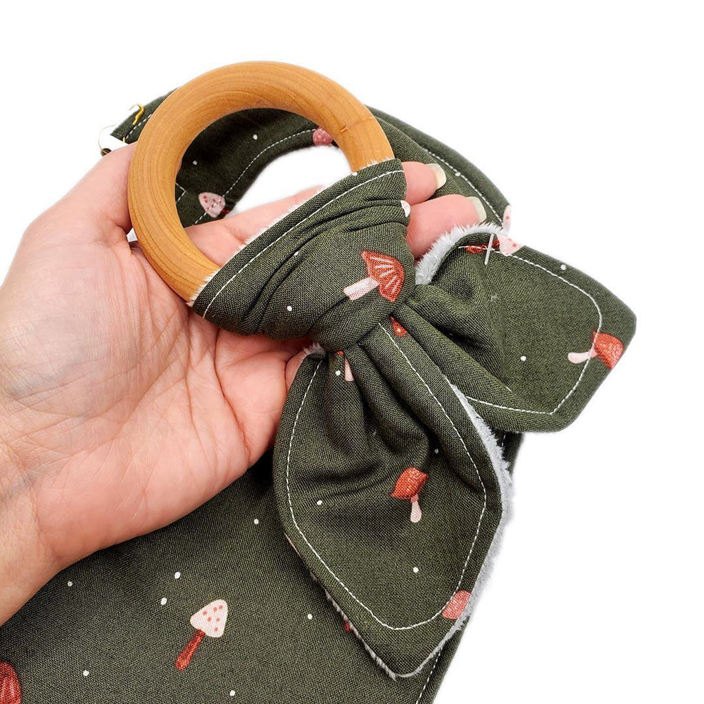 Gift Set - Mushrooms on Green Bib and Teething Ring by Port and Starbird