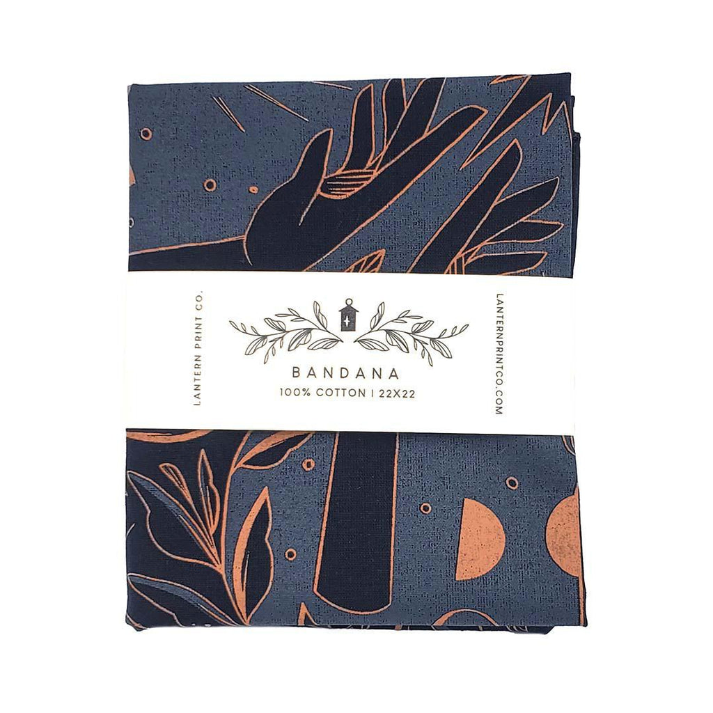 (30% Off) Bandana - Navy and Copper Luminary on Black by Lantern Print Co