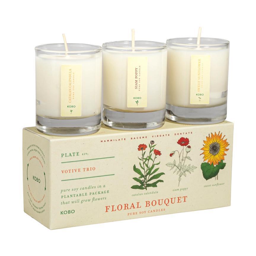 Candle - Floral Bouquet Trio with Plantable Box by KOBO