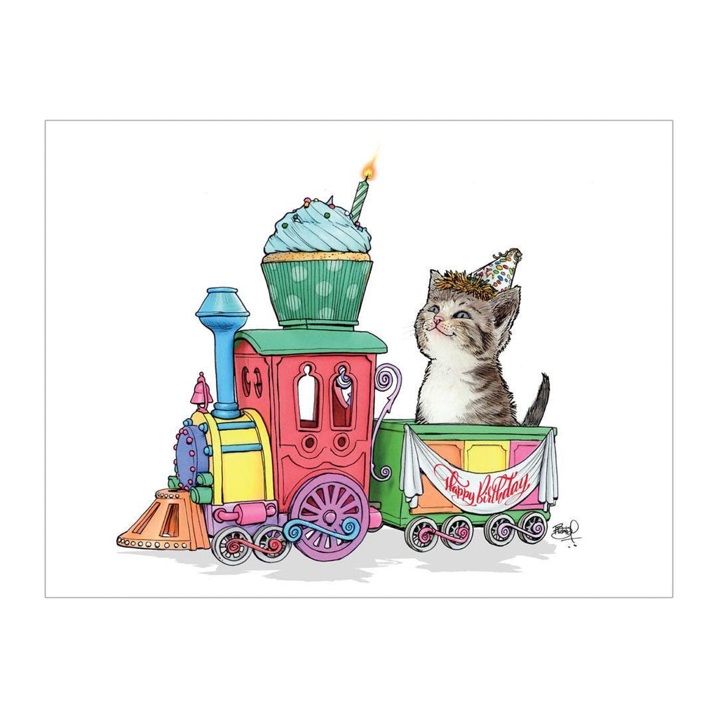 Card - Birthday - Birthday Express (Kitten Train) by Shawn Braley