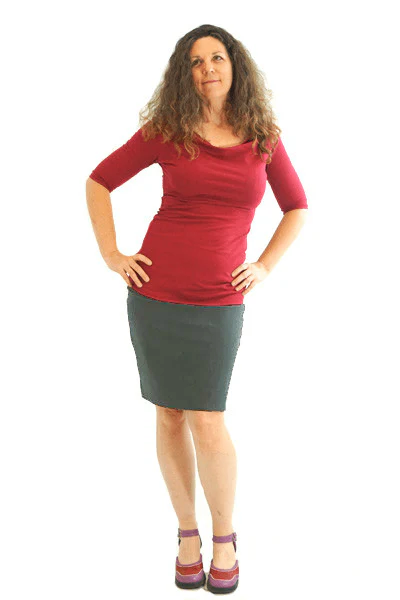 Skirt - Pewter Gray Pencil Knee Length  (Size S Last One!) by Texture Clothing