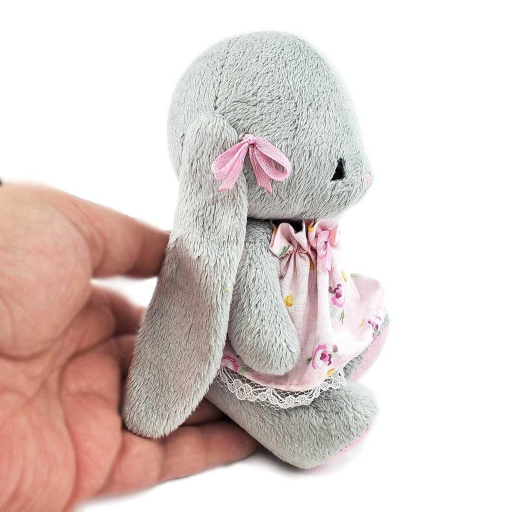 Plush - Gray Bunny in Flower Dress by Frank and Bubby