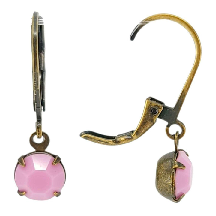 Earrings - Tiny Rhinestone Drops - Pinks (Brass) by Christine Stoll | Altered Relics