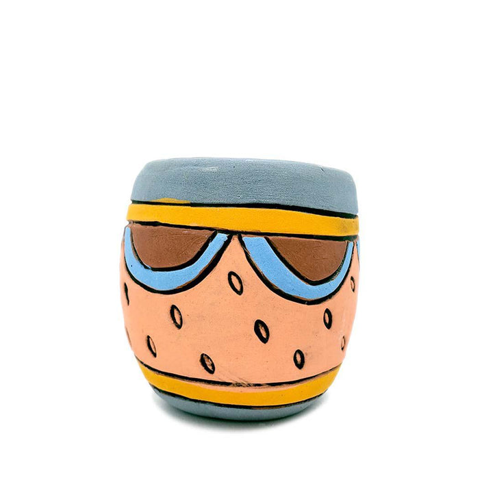 Tiny Cup - 2.5in - Blue Orange Peach Seeds by Leslie Jenner Handmade