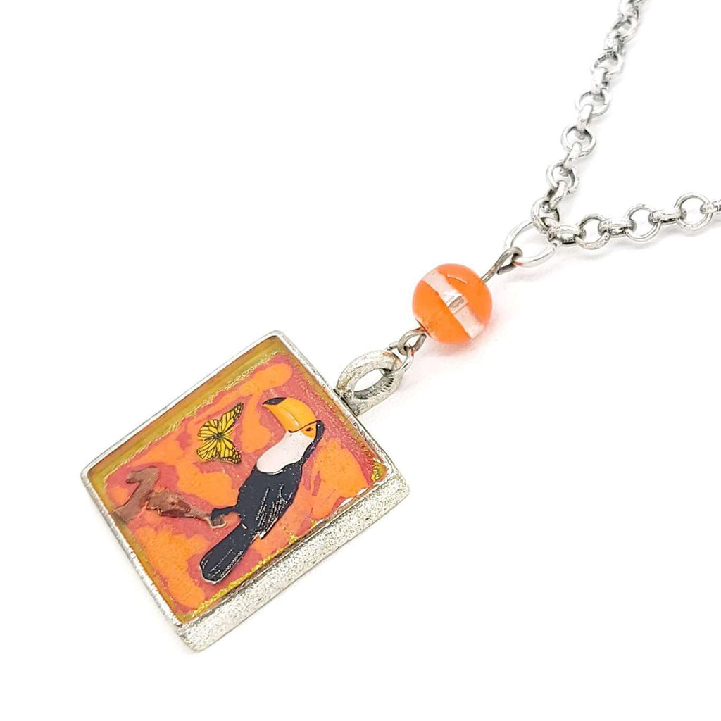 Necklace - Orange Toucan Pendant by XV Studios