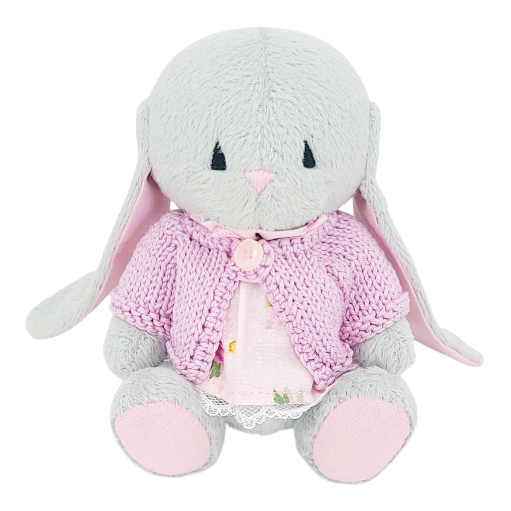 Plush - Gray Bunny in Floral Dress by Frank and Bubby