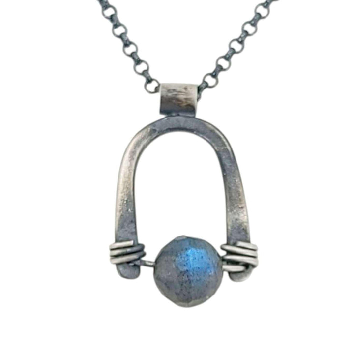 Necklace - Arc Pendant (Labradorite) by Three Flames Silverworks