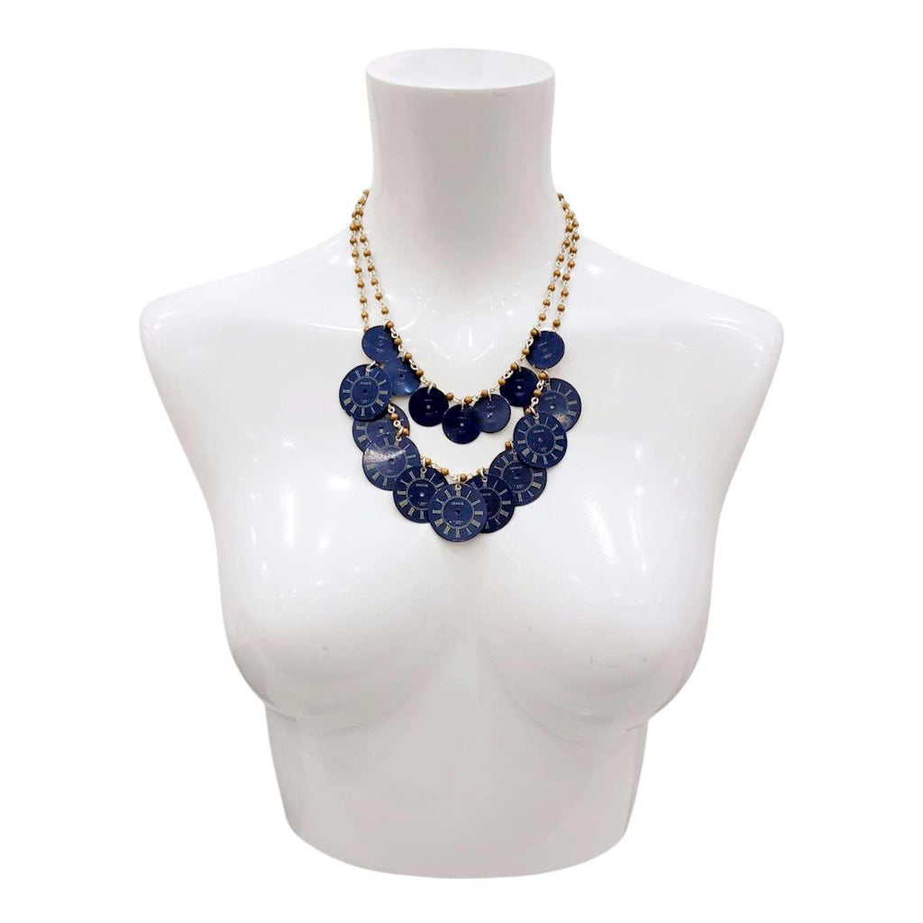 Necklace - 2 Strand Watch Dials (Blue) by Christine Stoll