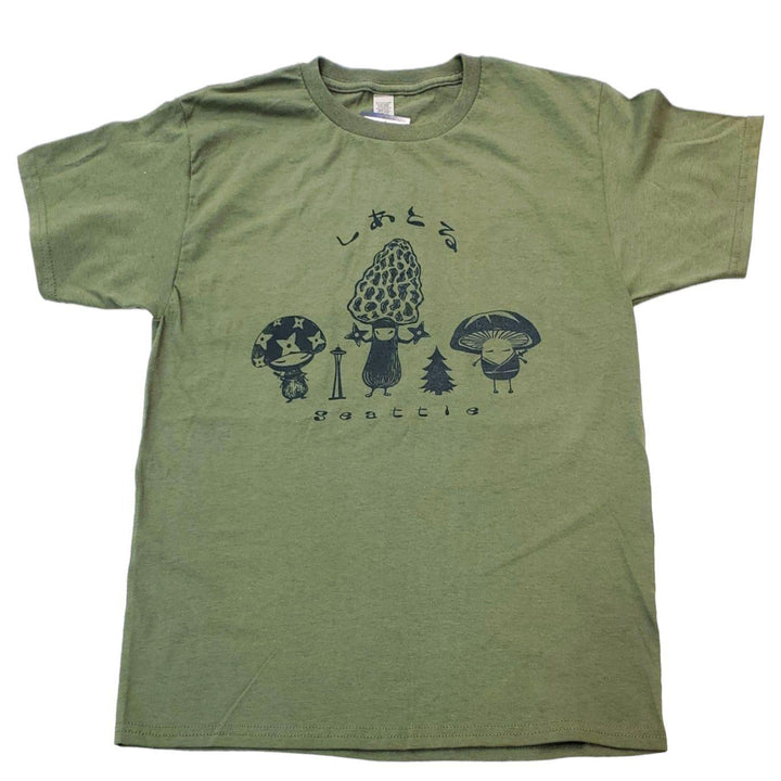 Kids Tee - Mushroom Trio on Green (XS - XL) by Namu
