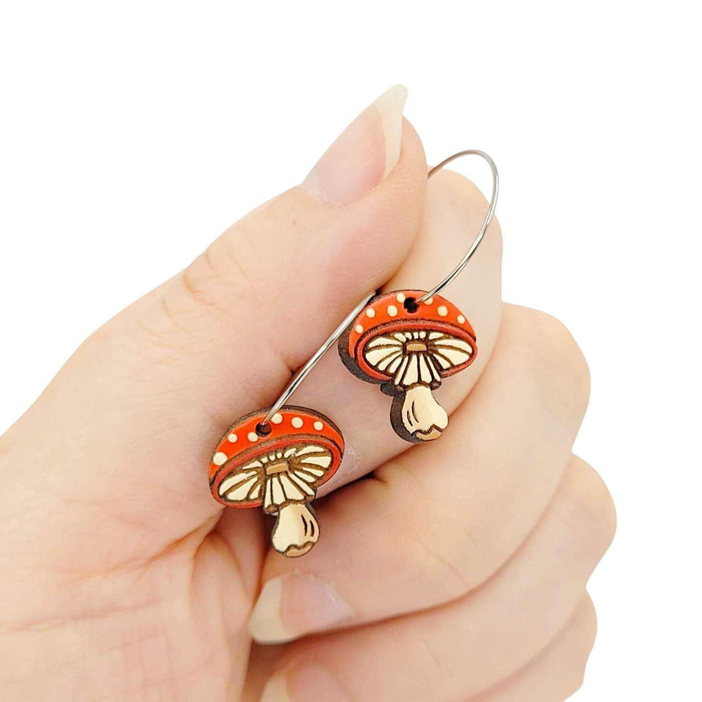 Earrings - Amanita Mini (Silver Hoops) by Fresh Cuttery