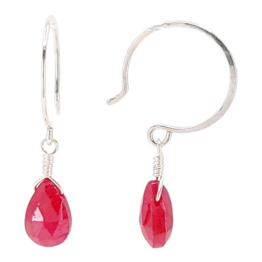 Earrings - Sterling Gemstone Drops (Ruby) by Foamy Wader