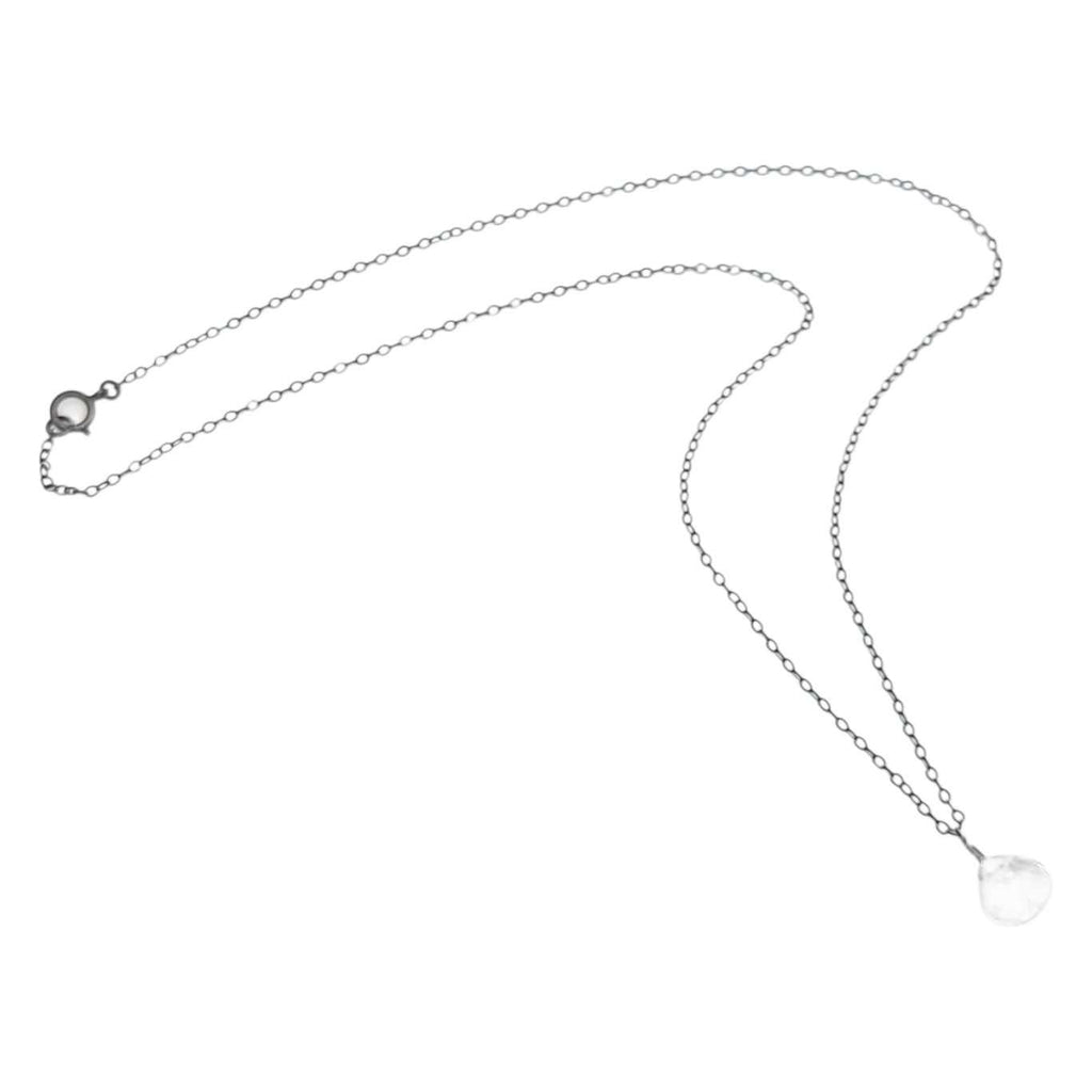 Necklace - Sterling Gemstone Drop (White Topaz) by Foamy Wader