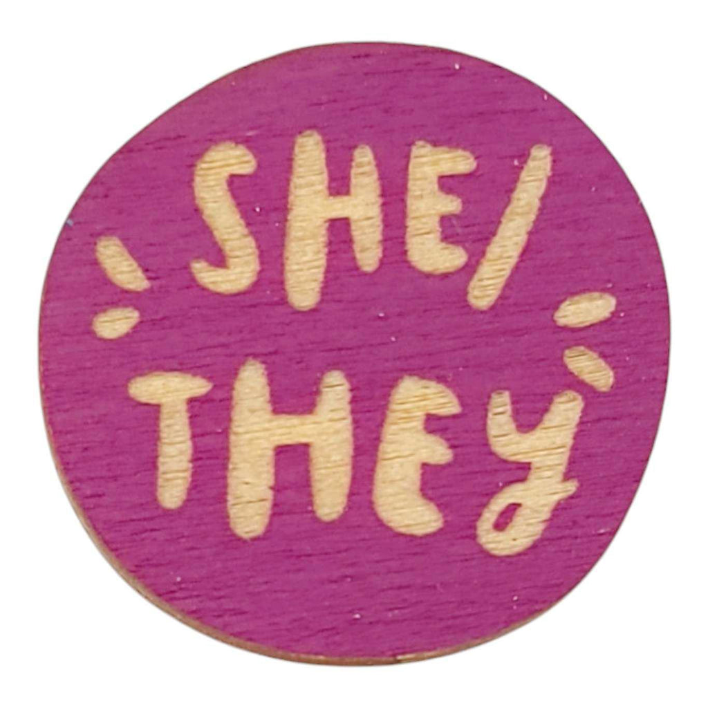 Pronoun Pins - She/They (Assorted Colors) by SnowMade