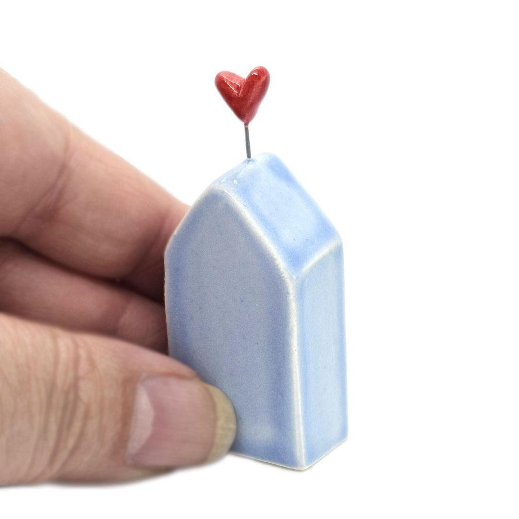 Tiny Pottery House - Light Blue with Heart (Assorted Colors) by Tasha McKelvey